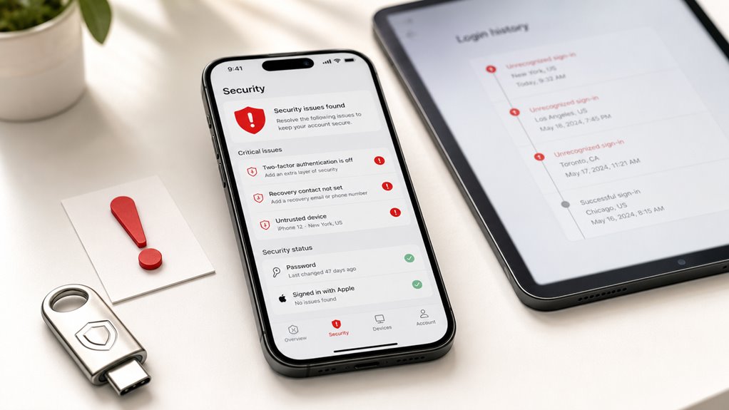 zmień identyfikator Apple, włącz uwierzytelnianie dwuskładnikowe, monitoruj dostęp
