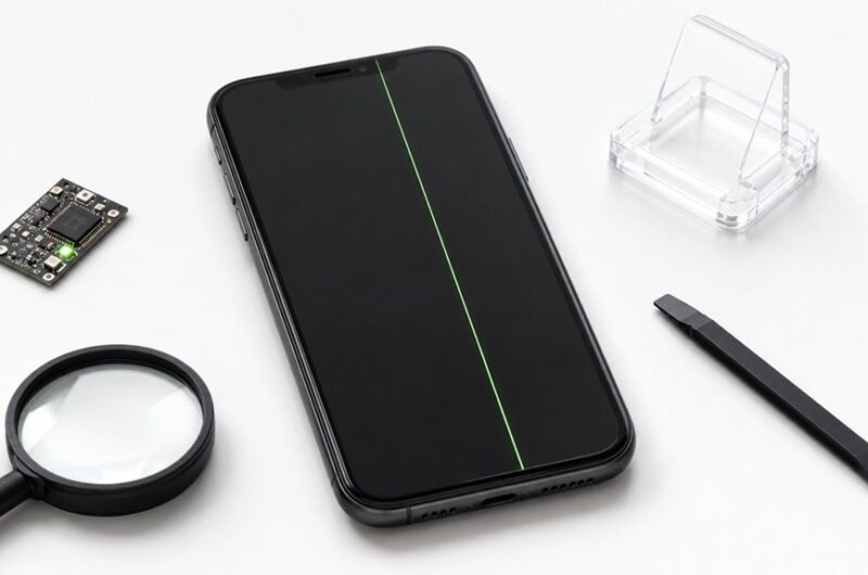 zielona linia na ekranie iPhone'a - wada