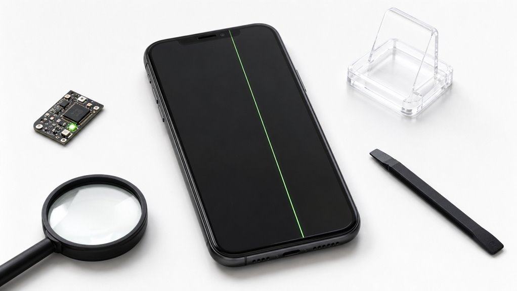 zielona linia na ekranie iPhone'a - wada