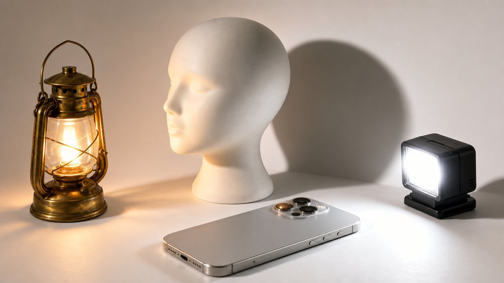 miękkie światło latarni nad ostrym fleszem iPhone'a