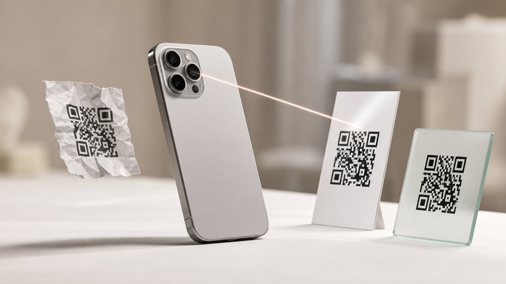 przetestuj różne kody qr, dostosuj kąt
