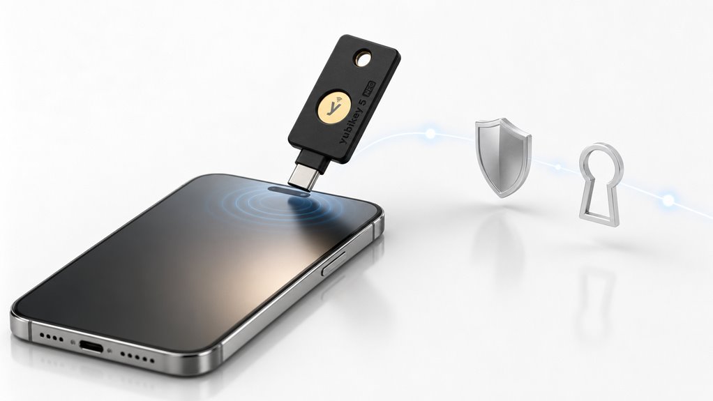 YubiKey łączy się przez kompatybilne USB